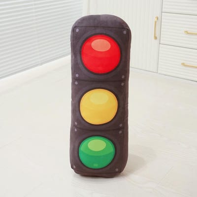 40Cm Verkeerslicht Serie Kussen Stop Verkeerslicht Wegblokkade Band Creatief Pluche Speelgoed Geschikt Voor Huis Kinderen Jongens Gunst Cadeaus black