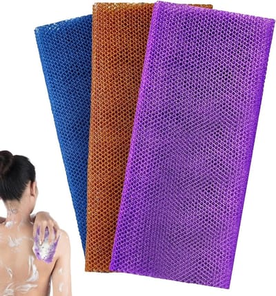 3 stuks herbruikbare netspons voor een effectieve peeling, 80 × 30 cm, ideaal voor thuis, camping en reizen, gemaakt van polyester materiaal