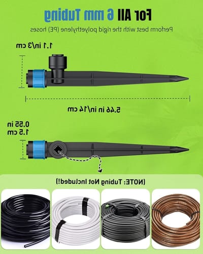 Verstelbare 360° Steekdruppelaars voor Druppelirrigatie, Sproeiers met Grondpen voor 6 mm Slang, 60 Stuks voor Tuin en Planten