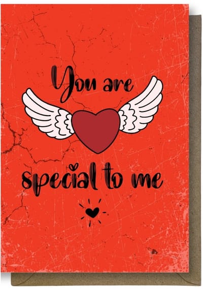 Luxe valentijns Wenskaart - valentijnskaart - You are special to me - 12x17cm - gevouwen kaart Inclusief gekleurde envelop
