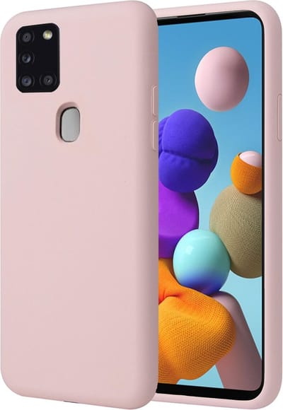 Hoesje geschikt voor Samsung Galaxy A21s - Matte Back Cover Microvezel Siliconen Case Hoes Roze
