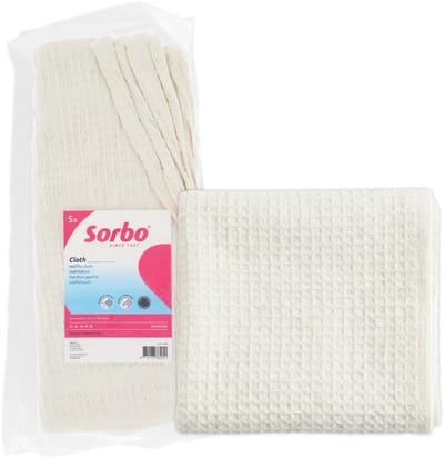 Sorbo Wafeldoeken 40 x 40 cm - Set van 5 - Absorberend en Pluisvrij - Schoonmaakdoeken - Schoonmaken