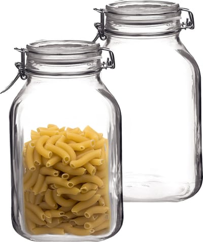 Bormioli Rocco Voorraad/weckpot - 2x - glas - transparant - 22 x 10 cm - 1,5 L