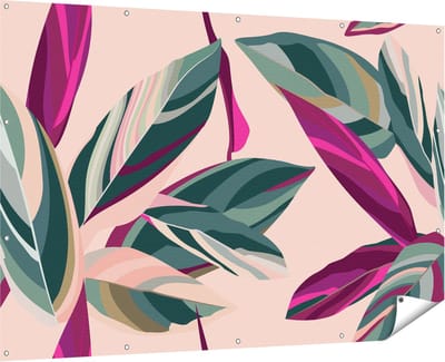 Gards Tuinposter Bloem Bladeren - Bloemen - Abstract - 180x120 cm - Tuindoek - Tuindecoratie - Wanddecoratie buiten - Tuinschilderij