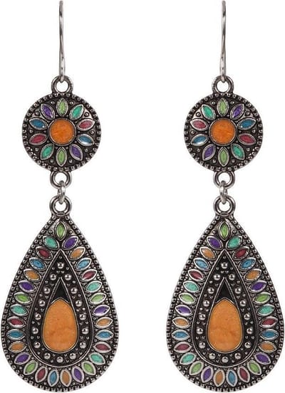 Fako Bijoux® - Oorbellen - Bohemian - Druppel - Roze/Paars