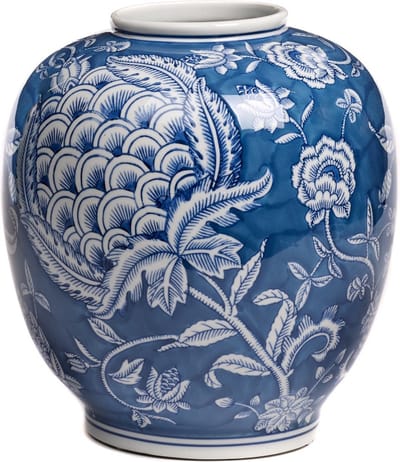 Goodwill Vaas Porselein Blauw-Wit H 29 cm