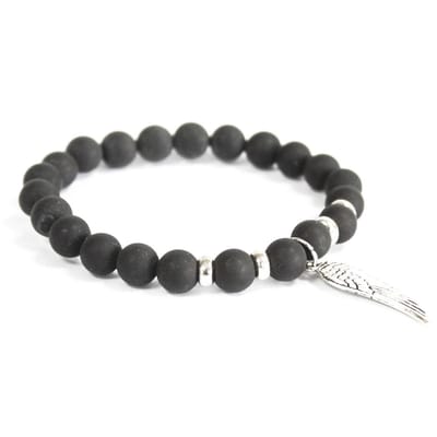 Engelenvleugel / Zwarte Agaat - Edelsteen Armband