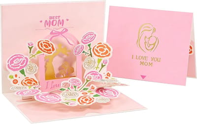 Moederdag kaart - Moederdag - pop-up verjaardagskaart van dochter/zoon - Cadeau voor mama - vrouw/echtgenote - Inclusief envelop en kaartje - Speciaal wenskaartidee voor vrouwen - Stijl 5