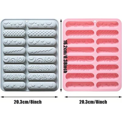 2 Stuks Chocoladevormen 16 Holtes Reep Siliconenvormen Anti-aanbak Pretzelkrakeling Vorm voor Kaasreep Gummy Chocoladereep Krijtje Cupcake Decoratie 2pcs