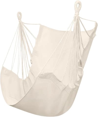 Hangmatstoel met Touw - Relaxstoel Zitten - Buiten Ontspannen - Honingraatstructuur Ventilatie - 150 kg Capaciteit - Wit
