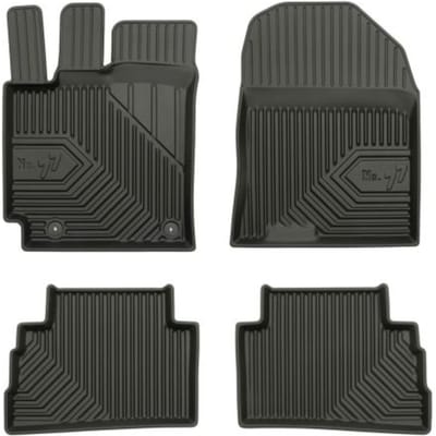 Frogum No.77 Automat / Vloermat - 3D Pasvorm - Geschikt voor Hyundai Kona 2017-2023 (Niet voor Electric EV) - TPE Rubber - 4-delig - Hoge Rand 4cm - Zwart