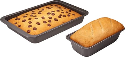 Lomera Bakvorm En Braadslee Set - 2-Delig - Koolstofstaal - Chocolade/Taupe - Non-Stick - Krasvast - Broodbakvorm - Bakvormenset - Taarten Bakken - Broden Bakken - Cakes Bakken - Bakken En Braden - Braadslede Set