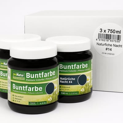 ProNatur Buntfarbe Natürliche Nacht #14 – Set van 3 x 750ml – Silicaat Muurverf – Donkerblauw – Ademend & Eco – ca. 12 m²