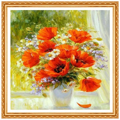 Kit de broderie diamant 3D, broderie florale, strass, décoration d'intérieur 20X30CM red