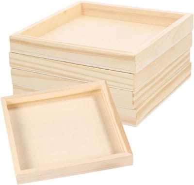 Opbergbakken Puzzelblokken - Dienbladen Organizer - Kleine Voorwerpen Sorteren - Duurzaam Houten Materiaal - 5 Stuks - Khaki