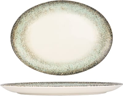 Kütahya Porselen Serveerschaal - Rust Green - Porselein - 36x21 cm - set van 2