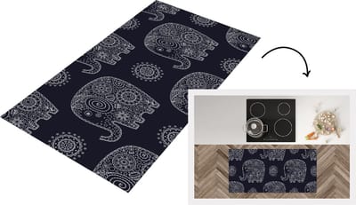Keukenloper - Loper keuken - Patroon - Olifant - Bloemen - 120x60 cm - Keukenloper vinyl