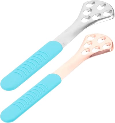 Tongschrapers Roestvrij Staal - Mondreiniging Hulpmiddel - Frissere Adem - Ergonomisch Handvat - 2 Stuks - Zilver Roségoud