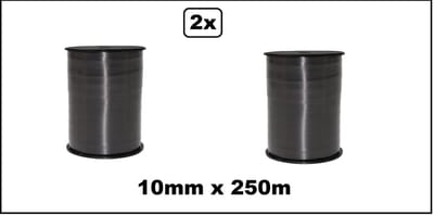 2x Krullint zwart 10mm x 250meter - krul lint thema feest decoratie kado kado gold verjaardag