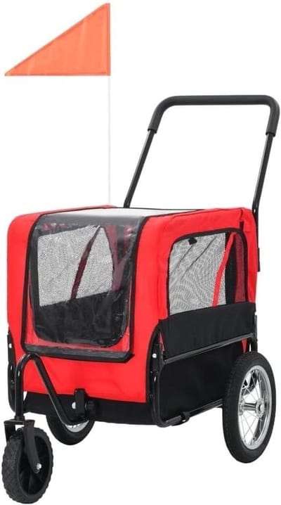 Huisdier Kinderwagen - Hondenbuggy Kattenkar - Comfortabel Reizen - 360 Graden Voorwiel - Tot 21 Pond - Rood