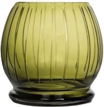 Dbt Vaas-Waxinelichthouder Glas-Olive Groen D 30 cm H 28 cm