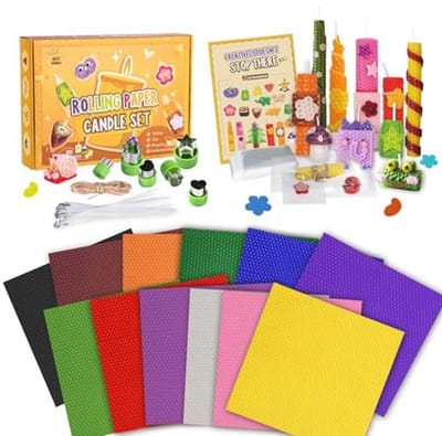 Creatieve Kaarsen Maken Set voor Kinderen en Volwassenen - 12 Stuks Bijenwasplaten (20 x 20 cm)
