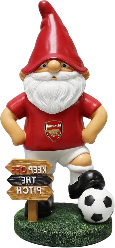 Voetbal Gnome - Tuinkabouter Clubkleuren - Voetbal Fan - Handgemaakt Beschilderd - 24.7 cm - Rood