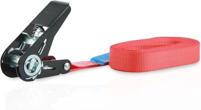Set van 4 sjorbanden met ratel, 4 meter lengte, 25 mm breed, TÜV-gecertificeerd, tot 900 kg belastbaar, multifunctionele spanbanden