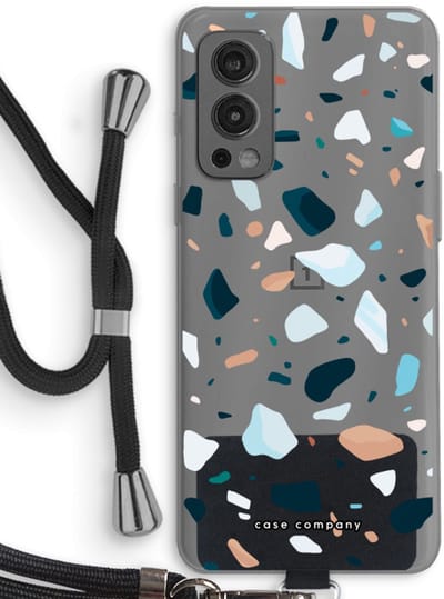 Case Company® - Hoesje met koord geschikt voor OnePlus Nord 2 5G hoesje met Koord - Terrazzo N°13 - Telefoonhoesje met Zwart Koord - Bescherming aan alle Kanten en Over de Schermrand