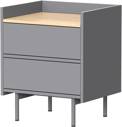 Vicco Velina Nachtkastje – 48 x 58 cm met 2 lades Grijs/eiken
