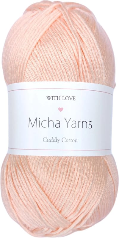 Micha Yarns - 80% katoen 20% acryl breiwol - 5 bollen - 5 x 100gram - 200 meter per bol - Perzik (006)