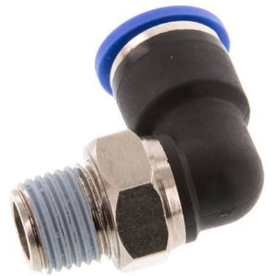 10mm x R1/4'' 90 graden L-verbinding Messing/PA 66 Insteekfitting Buitendraad Kort Draaibaar NBR [2 Stuks]