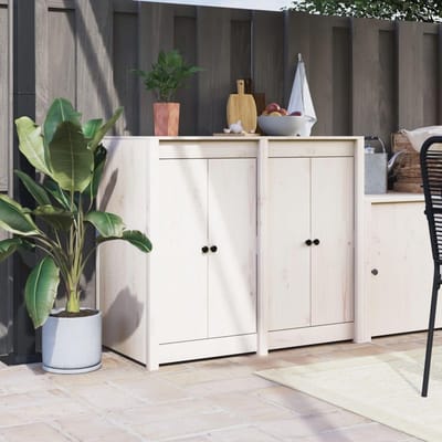 Keukendeuren Set - Buitenkeuken Deurtjes - Buiten Koken - Massief Vurenhout - 50x82 cm - Wit