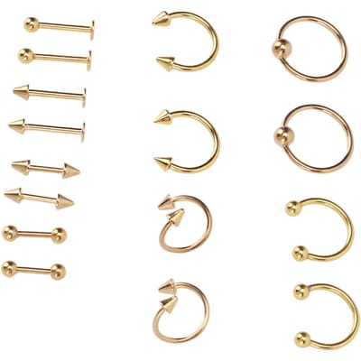 Ensemble de clous de nez Acier Inoxydable Exquis Formes Différentes Sûr Lissage Surfaces Polies Nez or