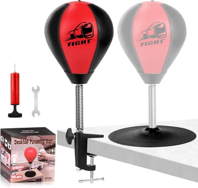 SnelShoppen - Desktop Bokszak met Sterke Zuigkracht, Stress Verlichter voor Bureau, Perfecte Kantooraccessoire met Desk Klem en Suction Cup, Leuk Cade