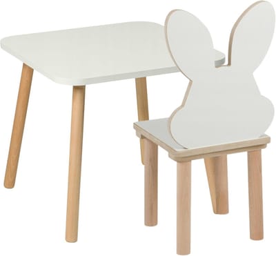 Houten Kindertafel met Stoelen - Natuurlijk Hout - 50x50 cm - Speel- en Leertafel Set