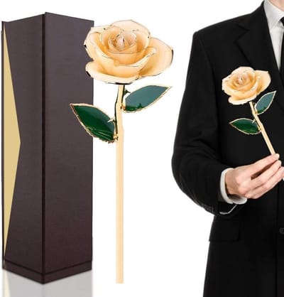 Gouden Roos - Eeuwige Bloem - Cadeau Geven - Echt Goud - 31.5 cm - Roze