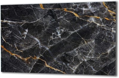 Kookplaatafdekplaat Glas - Snijplank Werkblad - Keuken Beschermen - Gehard Glas - 80 x 52 cm - Zwart Marmer