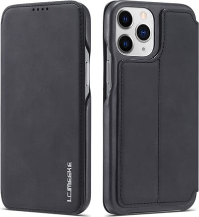 LC.IMEEKE Hoesje - Geschikt voor iPhone 13 Pro Max Hoesje - LC.IMEEKE Retro Book Case - Zwart
