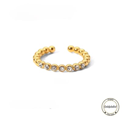 Soraro White Zirkonia Ring | Goudkleurig | Wit | Goldplated | Zirkonia | Klemring | Vrouwen Sieraden | Dames Ringen | Vrouwen Ringen