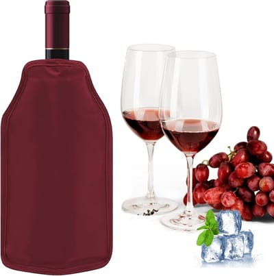 SnelShoppen - Wine Cooler Cuff Champagne Cooler Koelers voor Wijn en Champagne - Ideaal voor Feest, Picknick en Tuin - Rood - Herbruikbaar en Eenvoudi