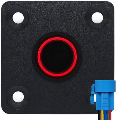 ProRide Metalen Pulsschakelaar Inbouwpaneel 220V OFF-(ON) - 16mm - met Aansluitkabel - Spatwaterdicht - LED indicatie Rood