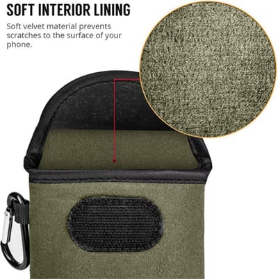 MobyDefend Hoesje - Geschikt voor Samsung Galaxy S22 Ultra - Neopreen Pouch Met Karabijnhaak - Insteek - Riemlus - Groen
