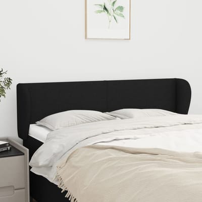 vidaXL - Hoofdbord - met - randen - 147x23x78/88 - cm - stof - zwart