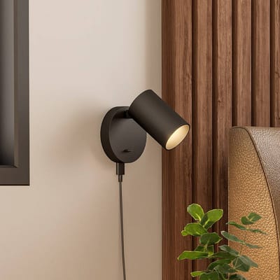 Deko-Light CAN TILT wandspot, zwart, Ø 10 cm, metalen schakelaar USB