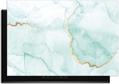 KitchenArt - Misty Jade – Inductie Beschermer - 78x52 cm - Kookplaat Beschermer - Luxe Afdekplaat Inductieplaat - Anti-slip & Oprolbaar - Beschermmat Inductiekookplaat
