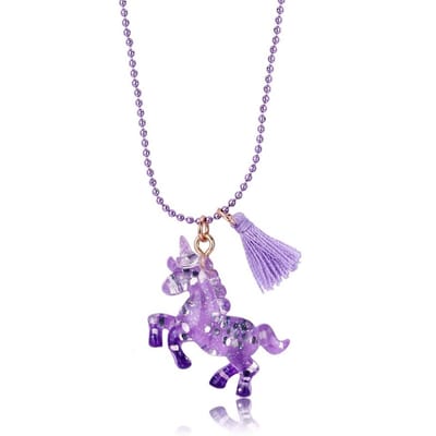 Bixorp Paarse Eenhoorn Ketting - BFF Ketting met Glitter Eenhoorn - Vriendschap Cadeau