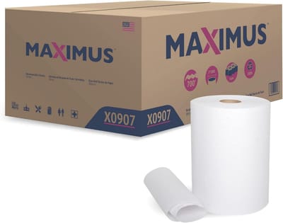 Hoge Capaciteit Hardwound Papieren Handdoekrollen Wit - 10 Inch - TAD Alternatief (6 Rollen)