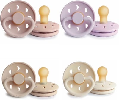 Frigg Moon Fopspeen set 4 stuks Soft Lilac,Blush,Croissant en Cream 0-6 maand maat 1
