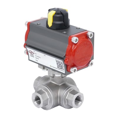 Rp 1 1/4'' T-Port 3-Weg Pneumatische RVS Kogelkraan Dubbelwerkend